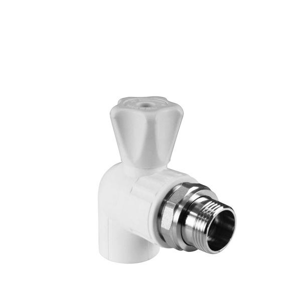 Кран шаровой для радиатора угловой 25х1/2' белый